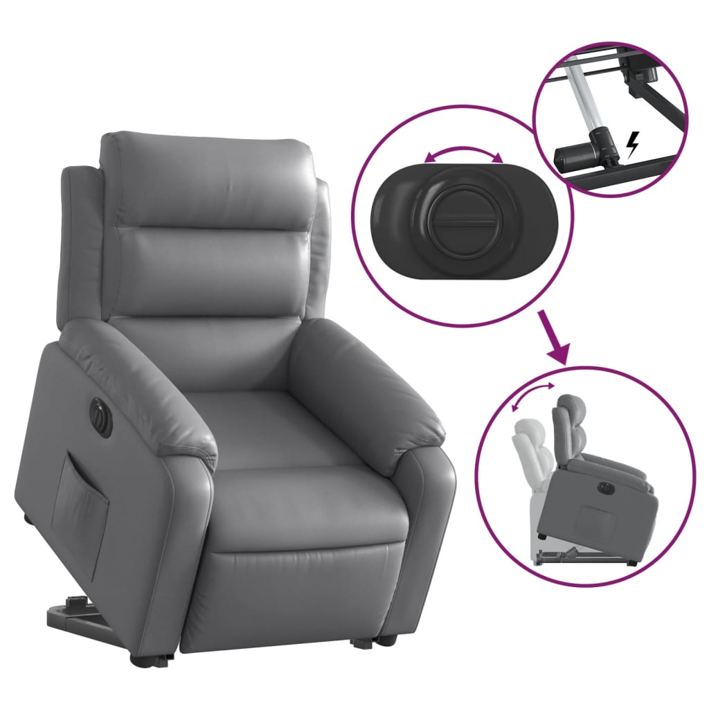 Fauteuil inclinable électrique gris similicuir - XIOS