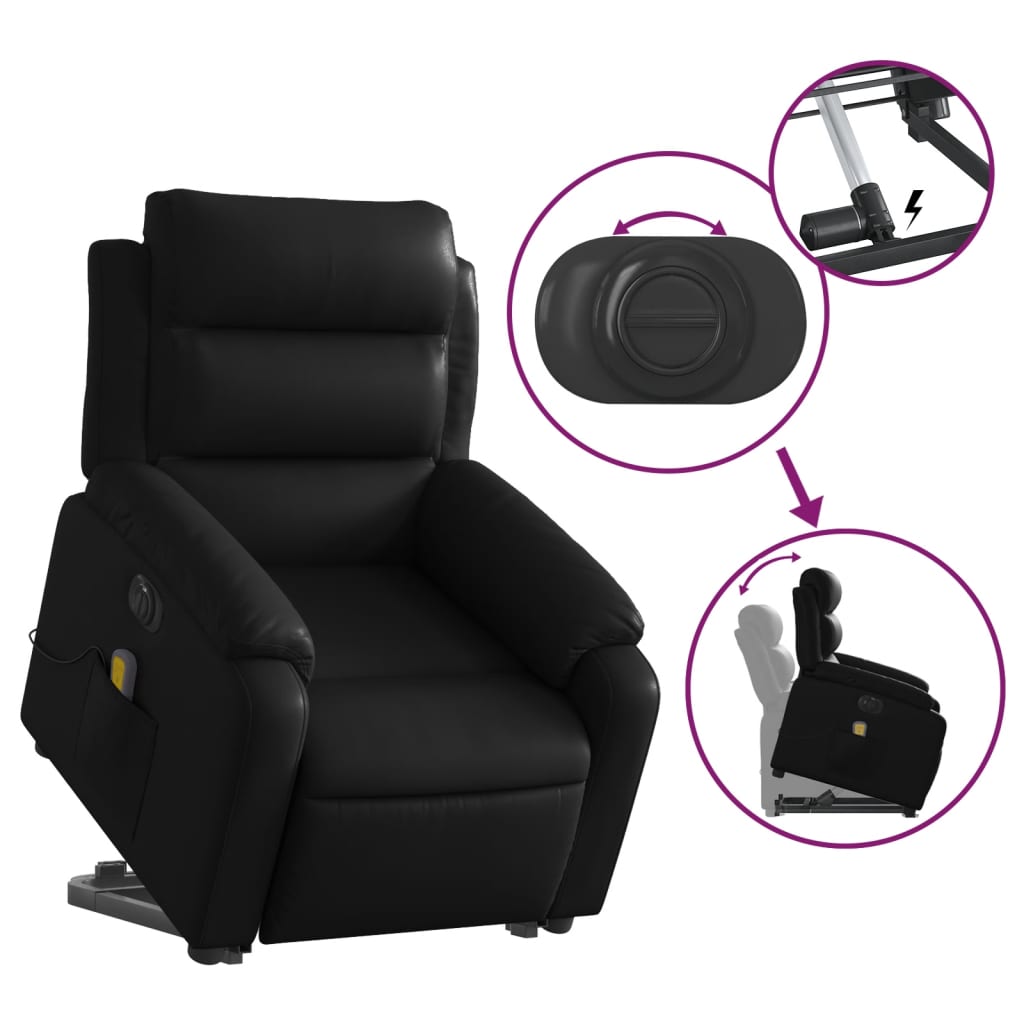 Fauteuil inclinable de massage électrique noir similicuir - XIOS