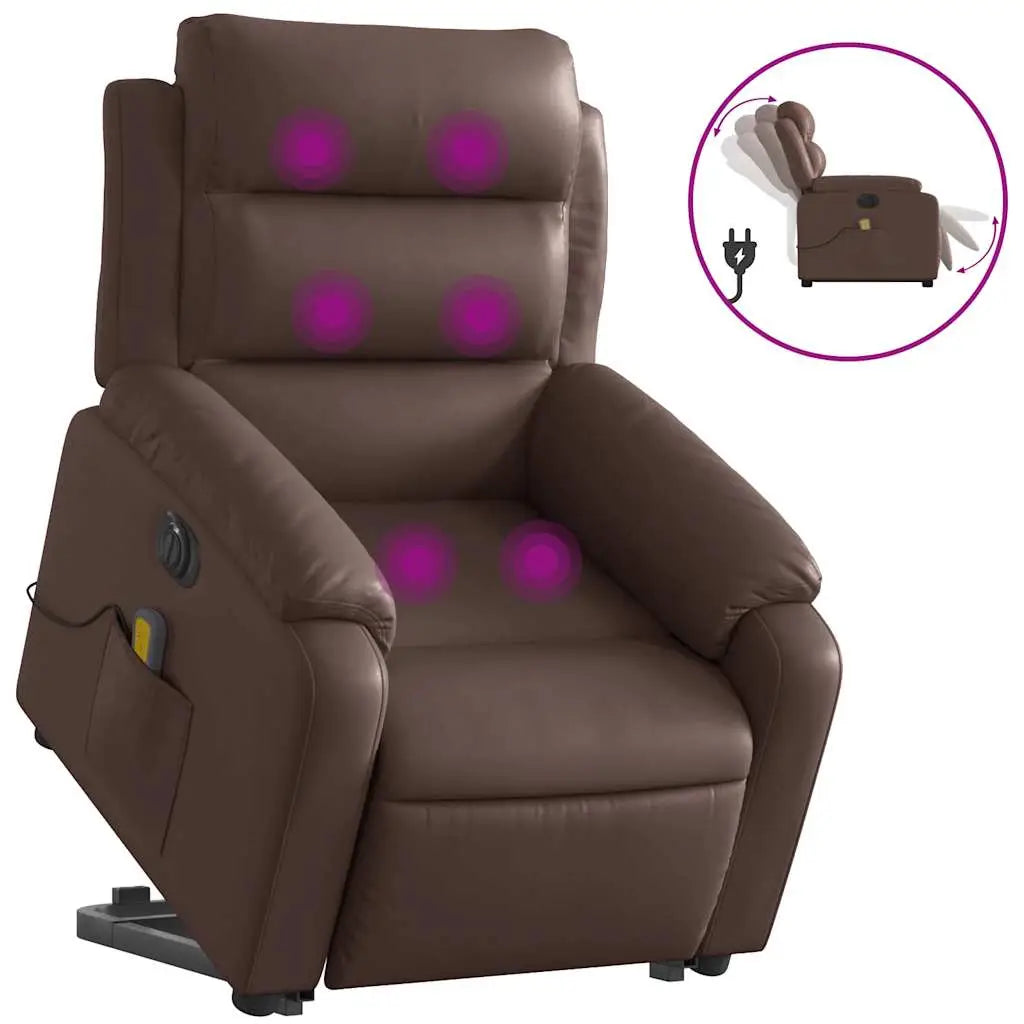 Fauteuil inclinable de massage électrique marron similicuir - XIOS
