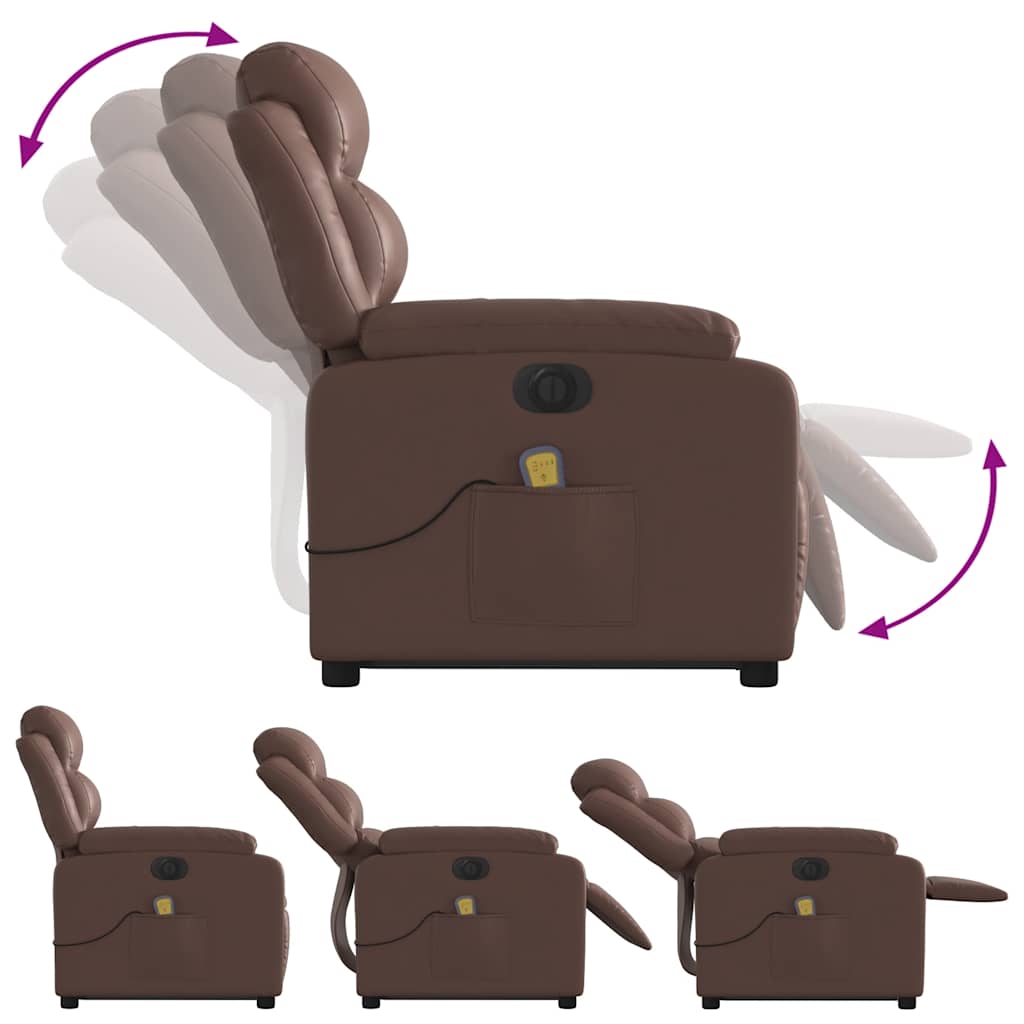 Fauteuil inclinable de massage électrique marron similicuir - XIOS