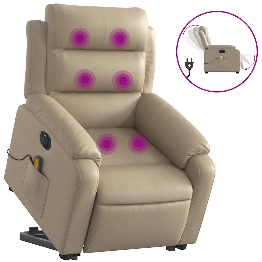 Fauteuil inclinable de massage électrique cappuccino similicuir - XIOS