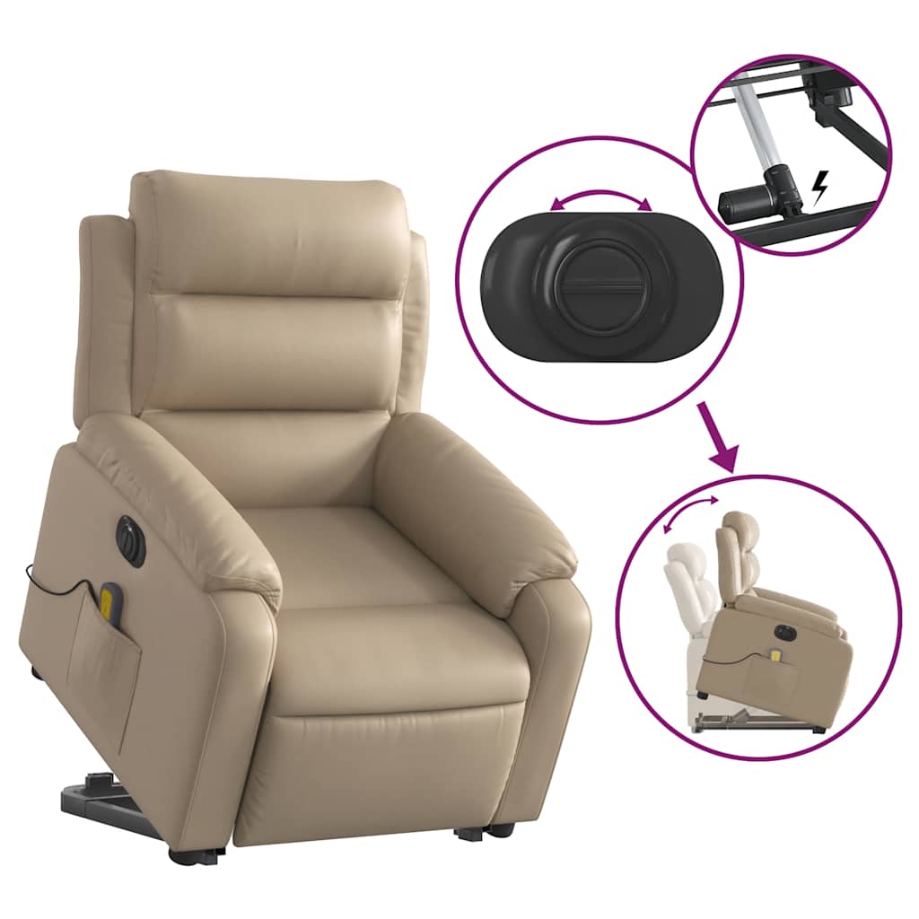 Fauteuil inclinable de massage électrique cappuccino similicuir - XIOS