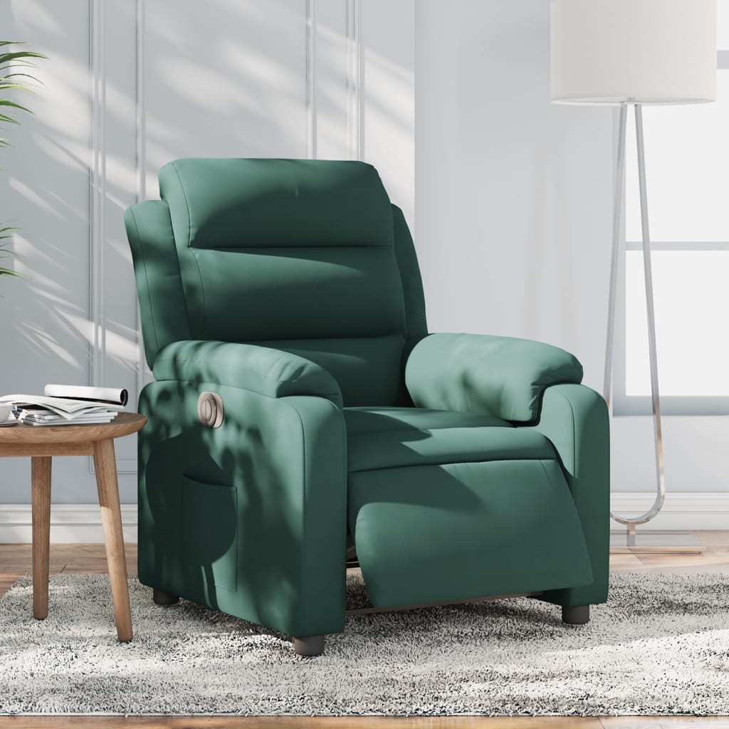 Fauteuil inclinable électrique vert foncé velours - XIOS