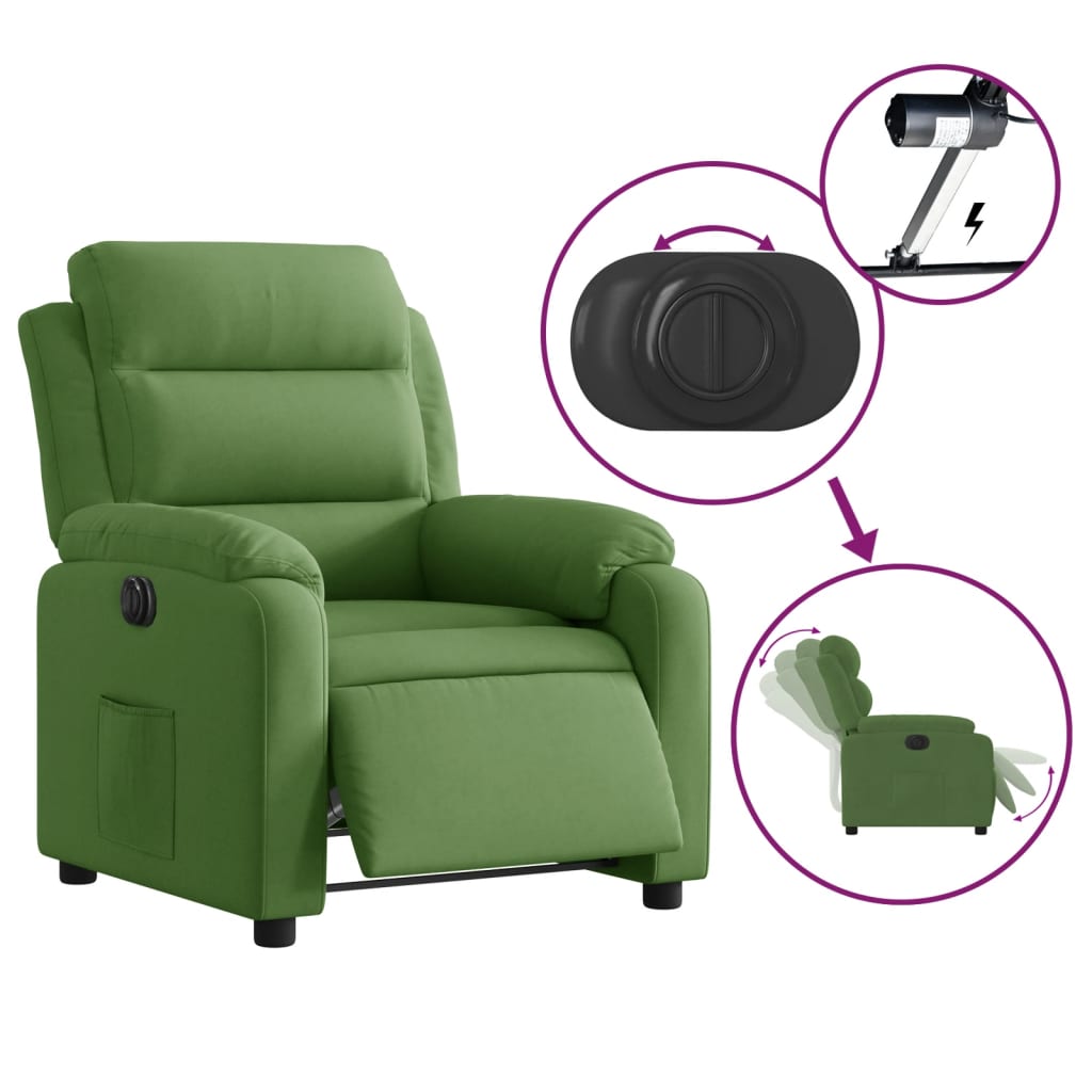 Fauteuil inclinable électrique vert clair velours