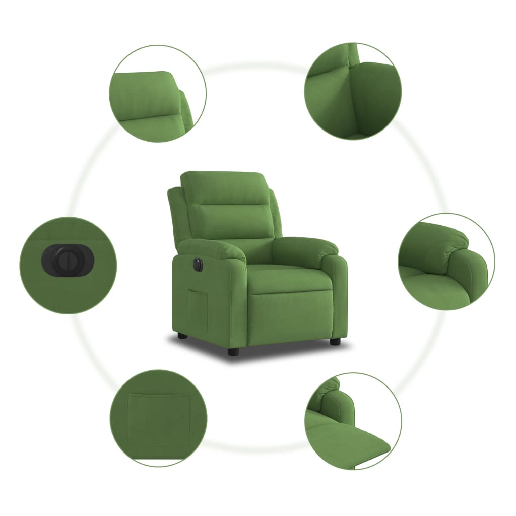 Fauteuil inclinable électrique vert clair velours