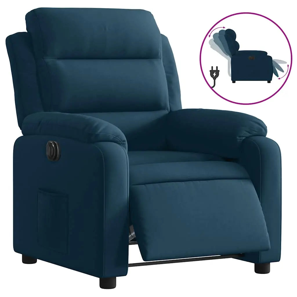 Fauteuil inclinable électrique bleu velours - XIOS