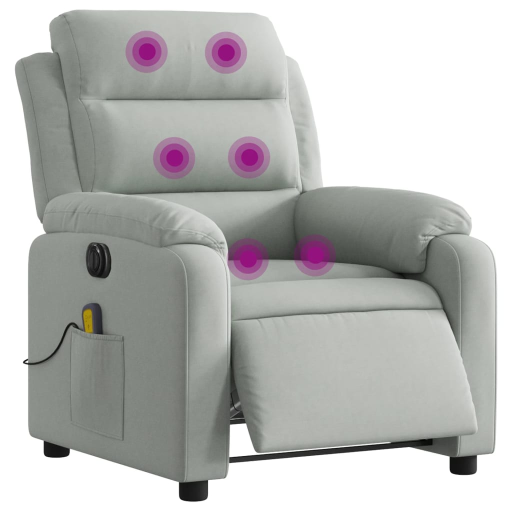 Fauteuil inclinable électrique de massage gris clair velours - XIOS
