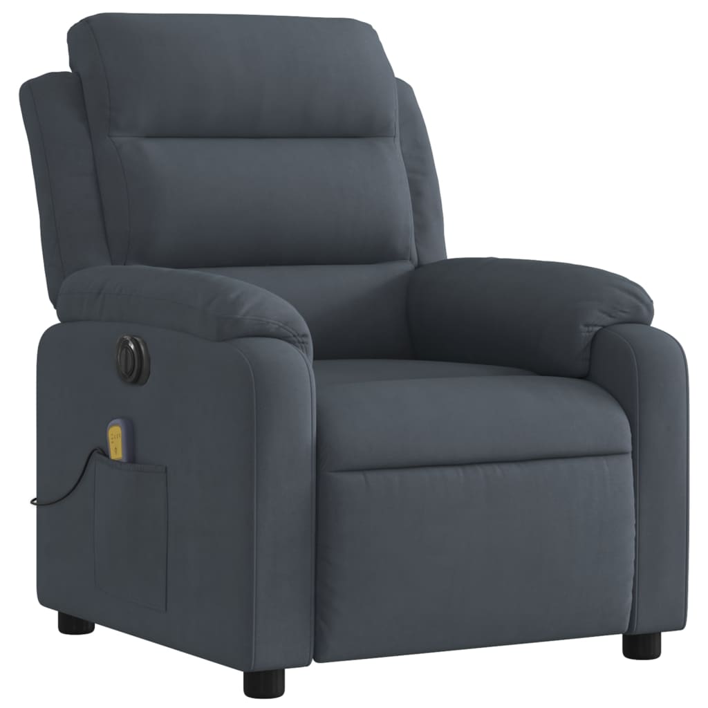 Fauteuil inclinable de massage électrique gris foncé velours - XIOS