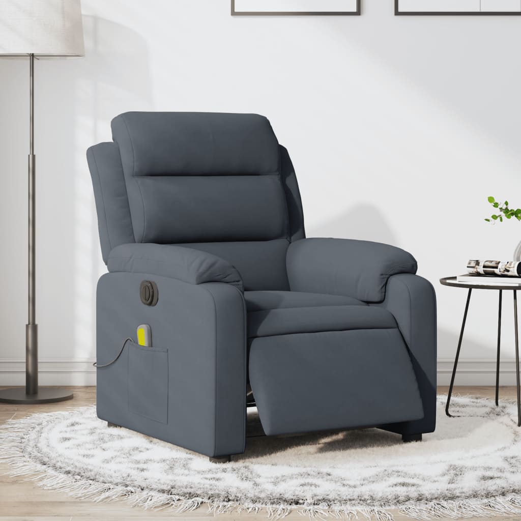 Fauteuil inclinable de massage électrique gris foncé velours - XIOS