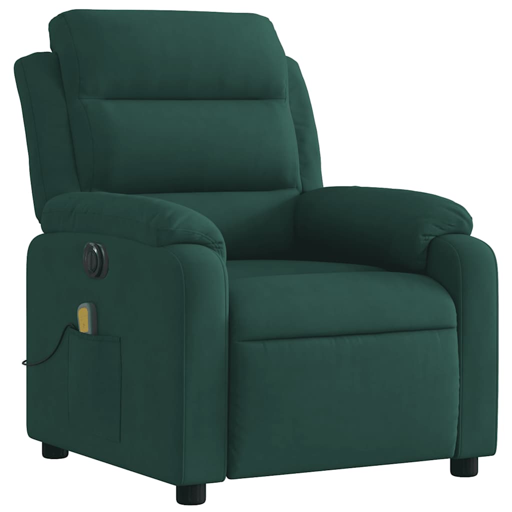 Fauteuil inclinable de massage électrique vert foncé velours - XIOS