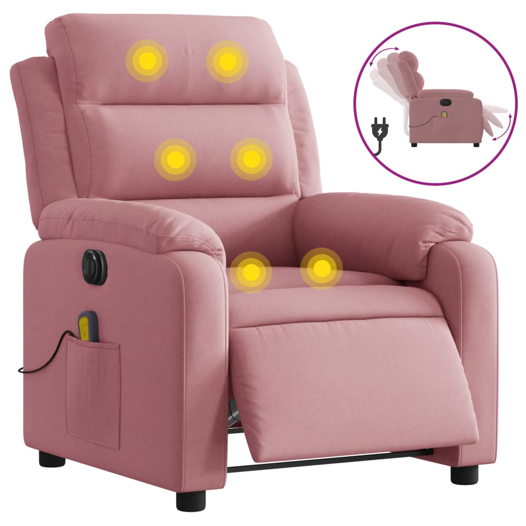 Fauteuil inclinable de massage électrique rose velours - XIOS