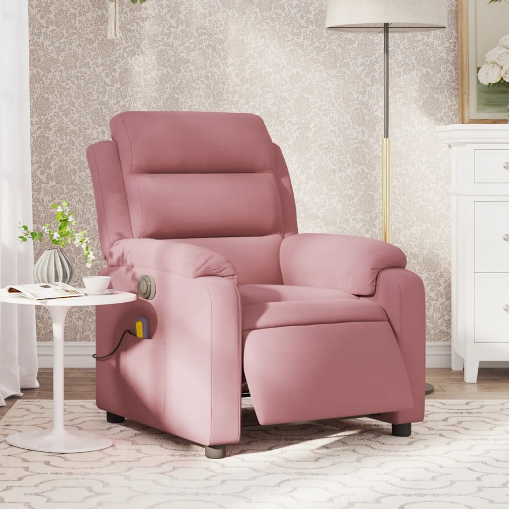 Fauteuil inclinable de massage électrique rose velours - XIOS
