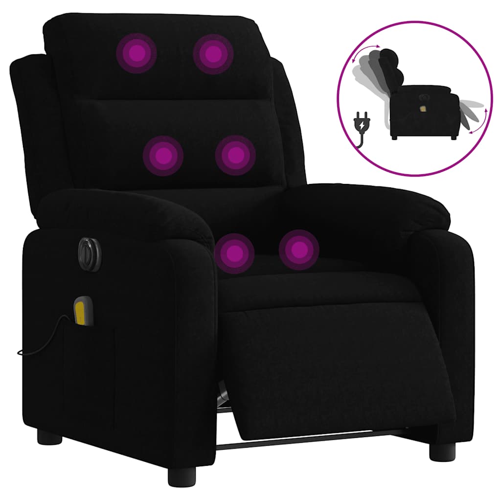 Fauteuil inclinable de massage électrique noir velours - XIOS