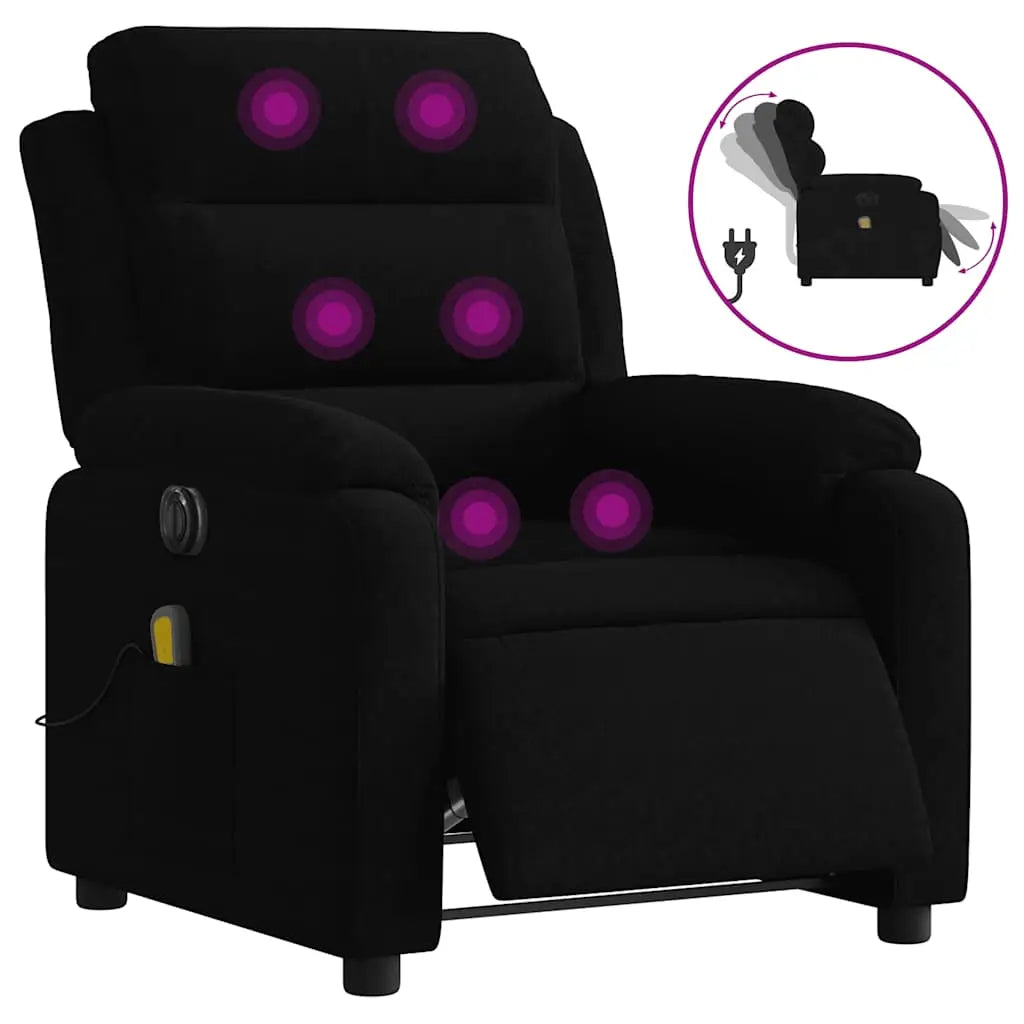 Fauteuil inclinable de massage électrique noir velours - XIOS