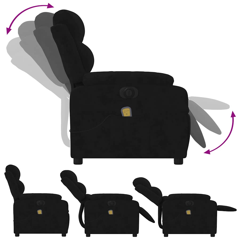 Fauteuil inclinable de massage électrique noir velours - XIOS