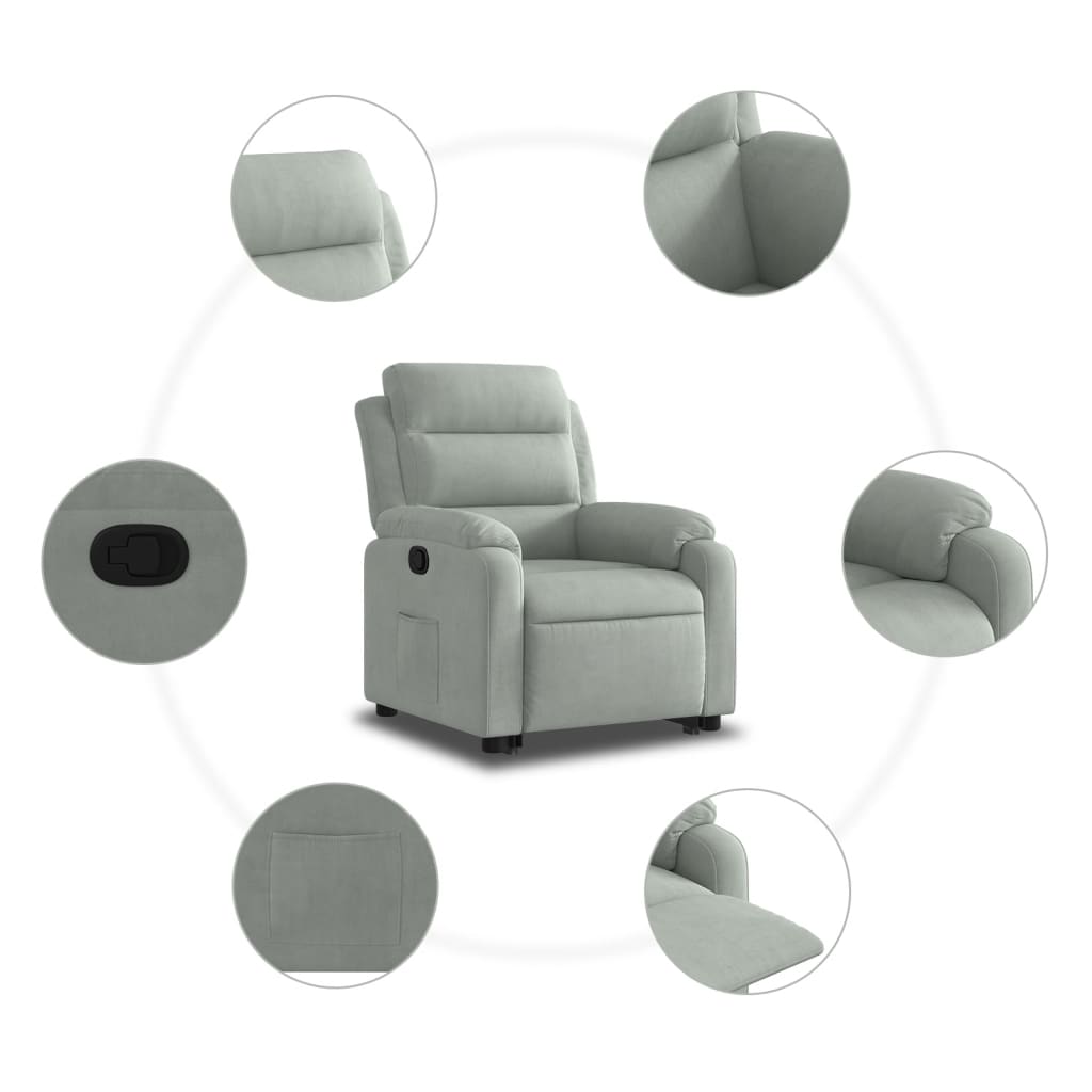 Fauteuil inclinable Gris clair Velours - XIOS