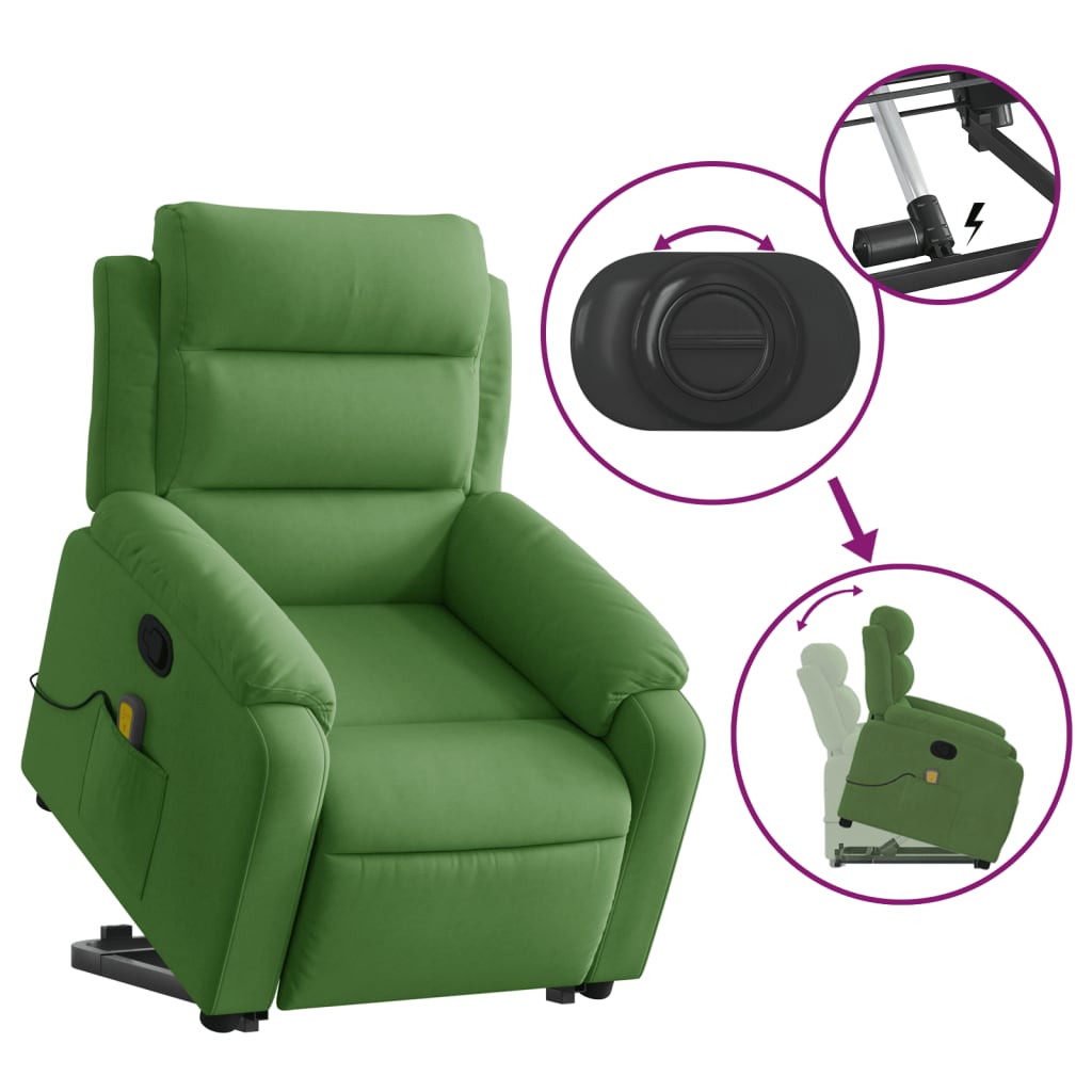 Fauteuil de massage inclinable Vert clair Velours