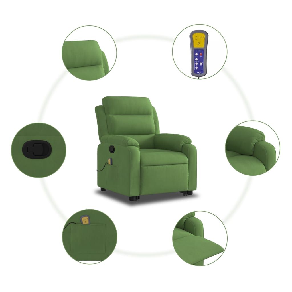 Fauteuil de massage inclinable Vert clair Velours