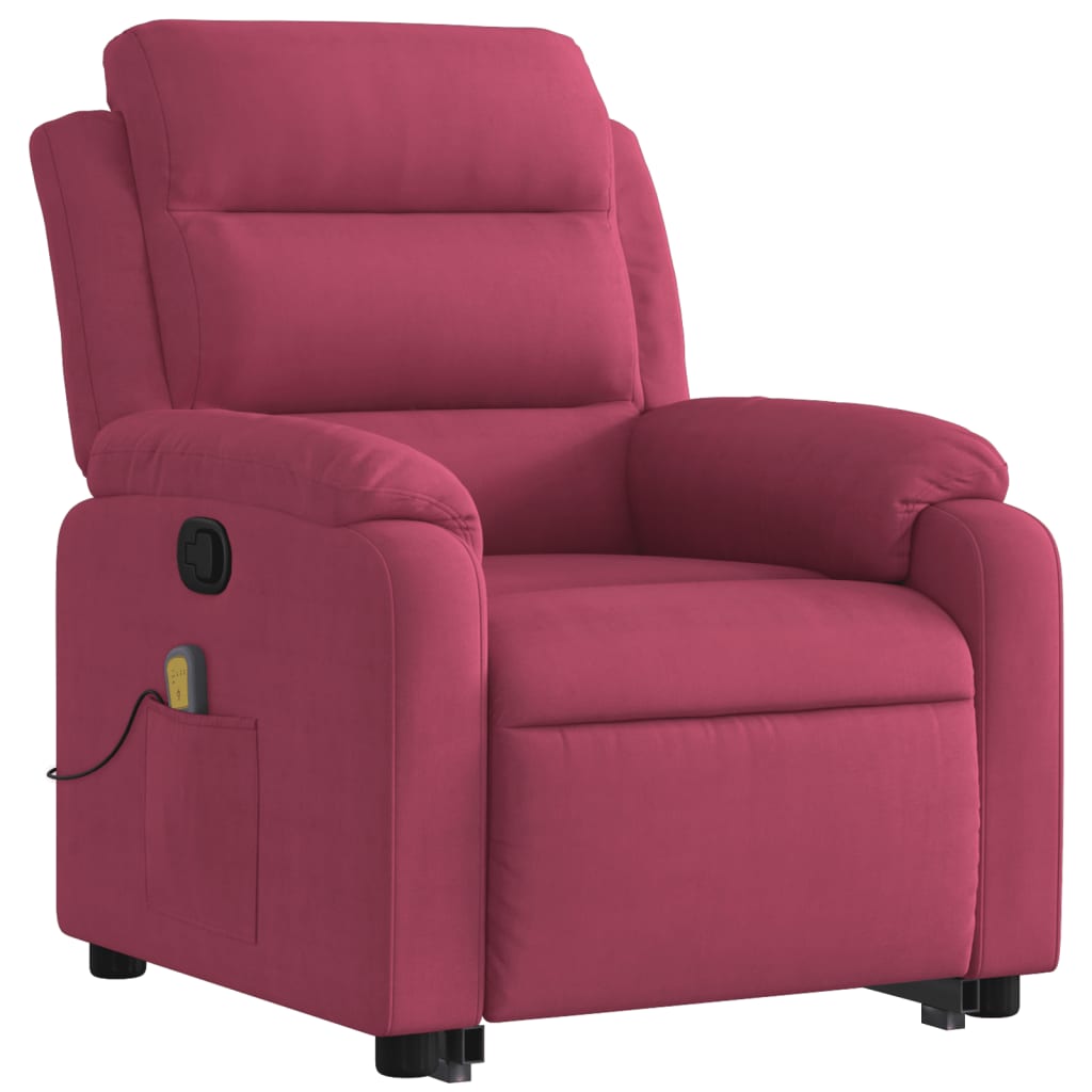Fauteuil de massage inclinable Rouge bordeaux Velours Fauteuils vidaXL   