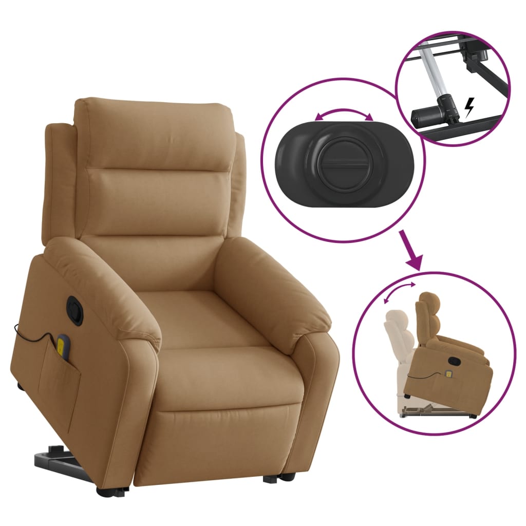 Fauteuil de massage inclinable Marron Velours