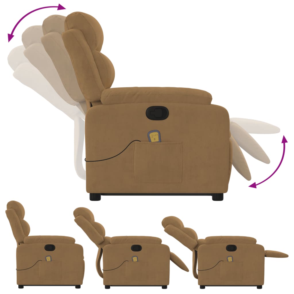 Fauteuil de massage inclinable Marron Velours