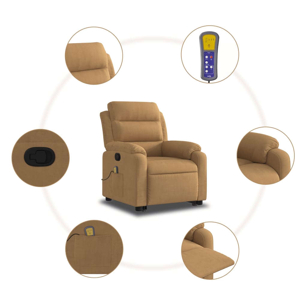 Fauteuil de massage inclinable Marron Velours