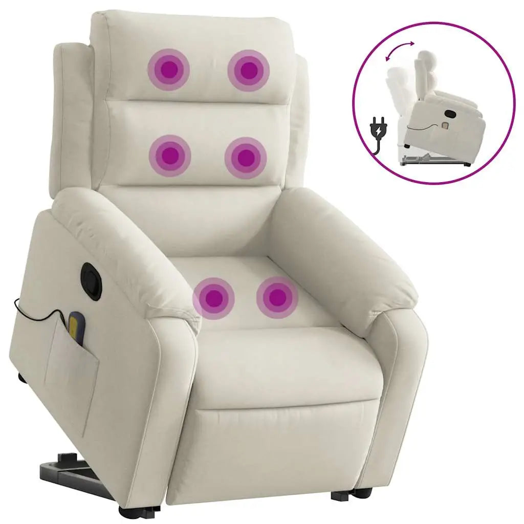Fauteuil de massage inclinable Crème Velours - XIOS