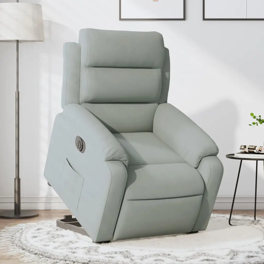 Fauteuil inclinable électrique gris clair velours - XIOS