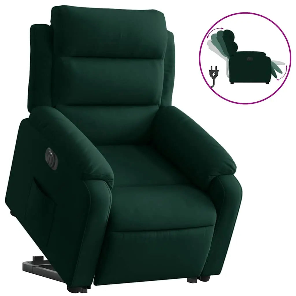 Fauteuil inclinable électrique vert foncé velours - XIOS