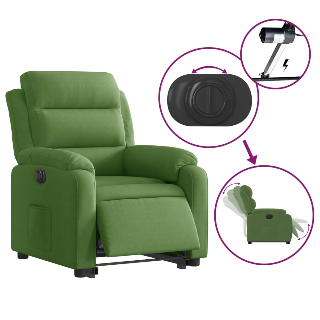 Fauteuil inclinable électrique vert clair velours