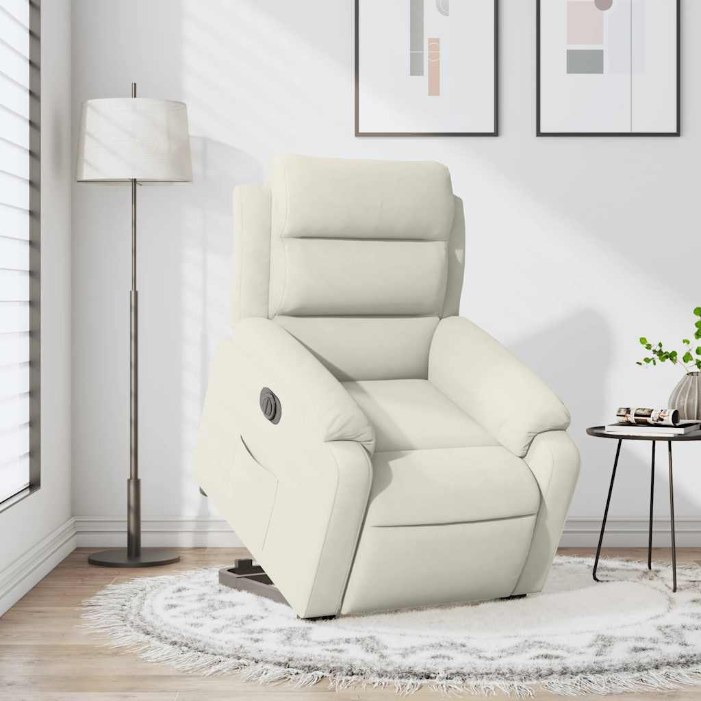 Fauteuil inclinable électrique crème velours