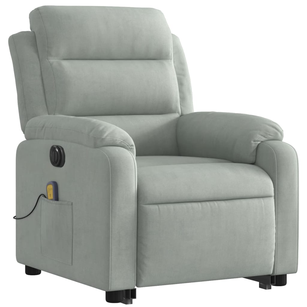 Fauteuil inclinable de massage électrique gris clair velours - XIOS