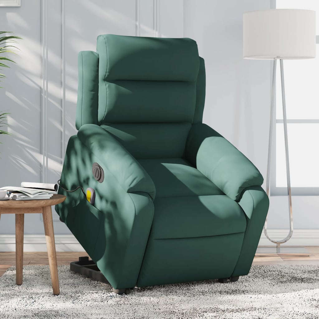 Fauteuil inclinable de massage électrique vert foncé velours - XIOS