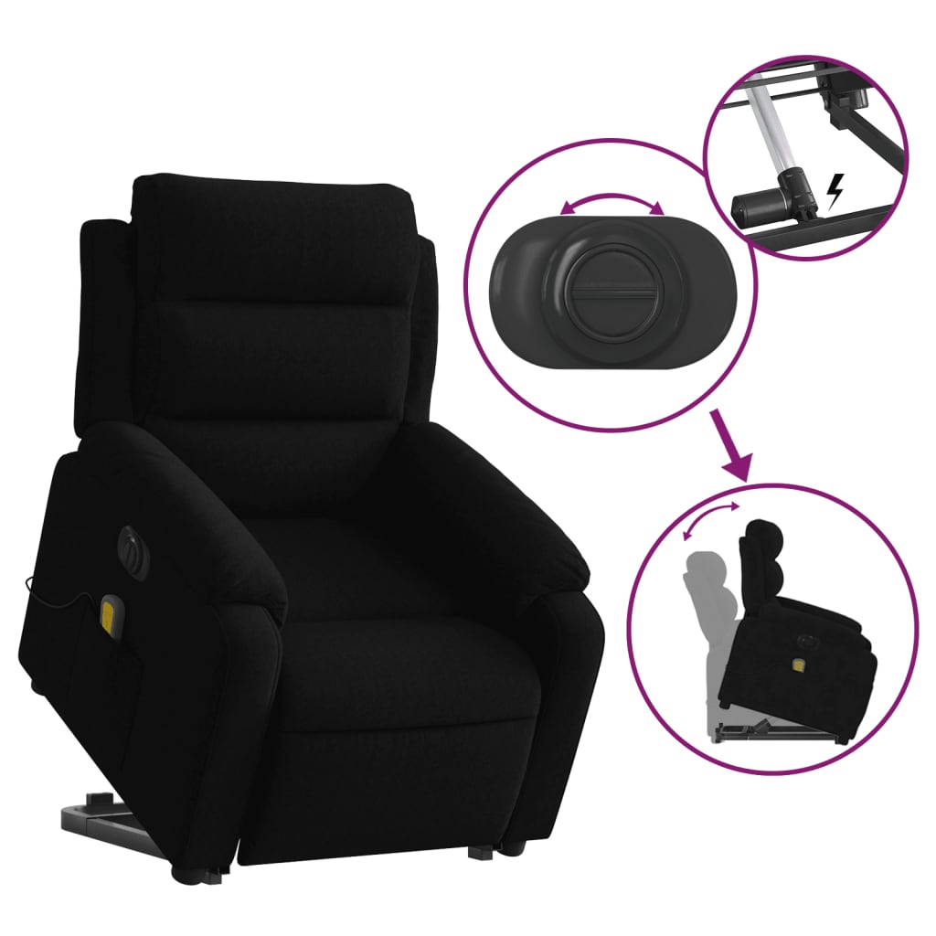 Fauteuil inclinable de massage électrique noir velours - XIOS