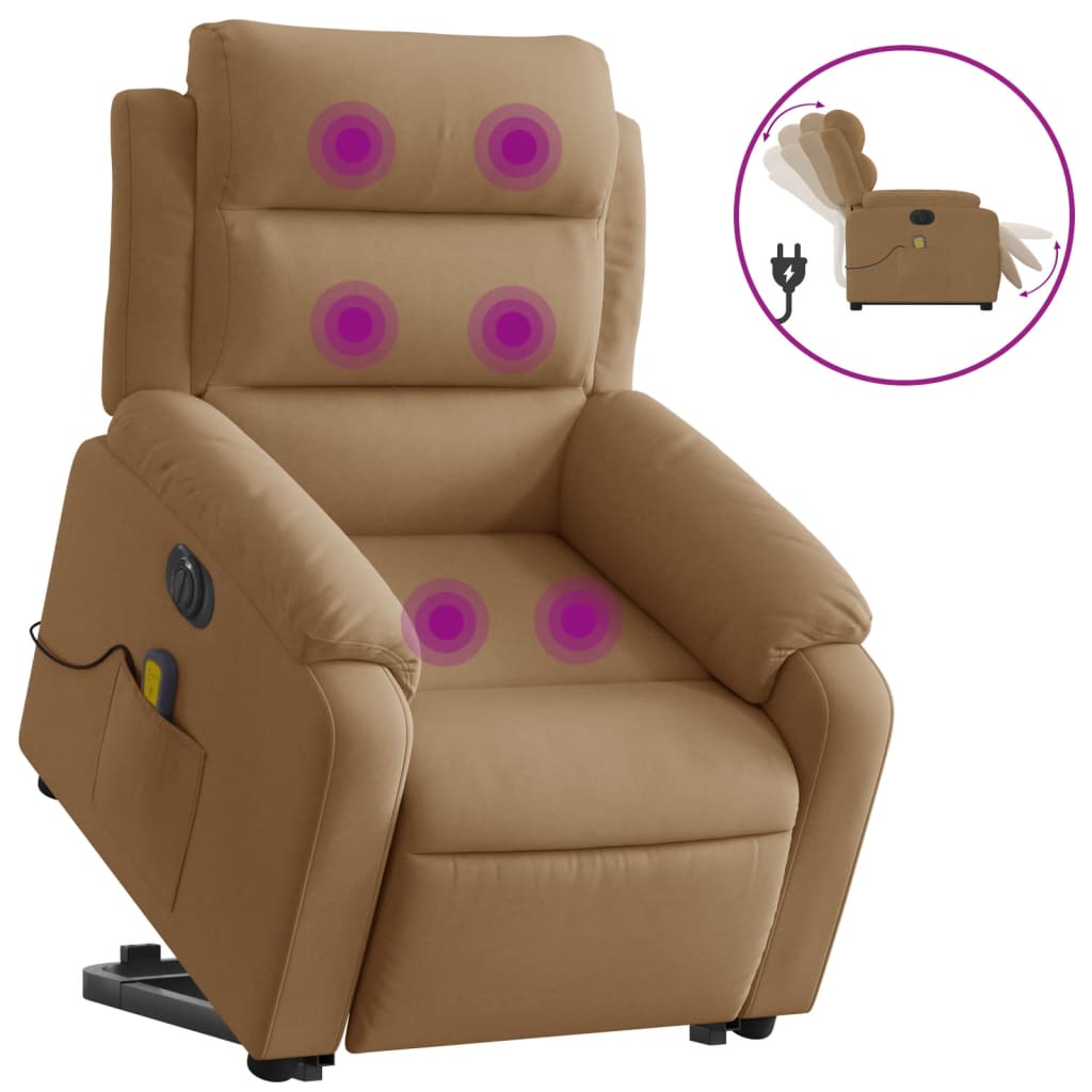Fauteuil inclinable de massage électrique marron velours
