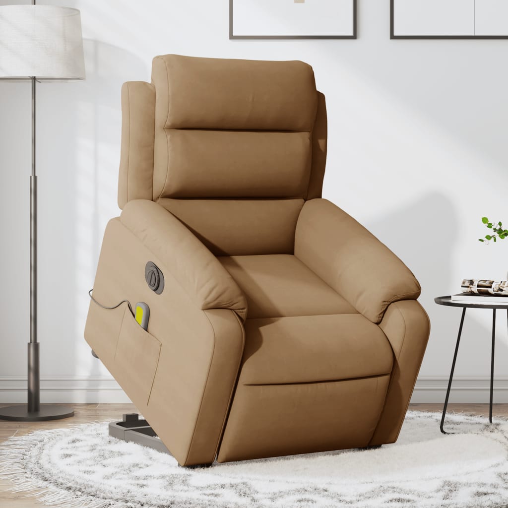 Fauteuil inclinable de massage électrique marron velours