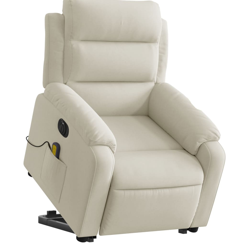 Fauteuil inclinable de massage électrique crème velours - XIOS