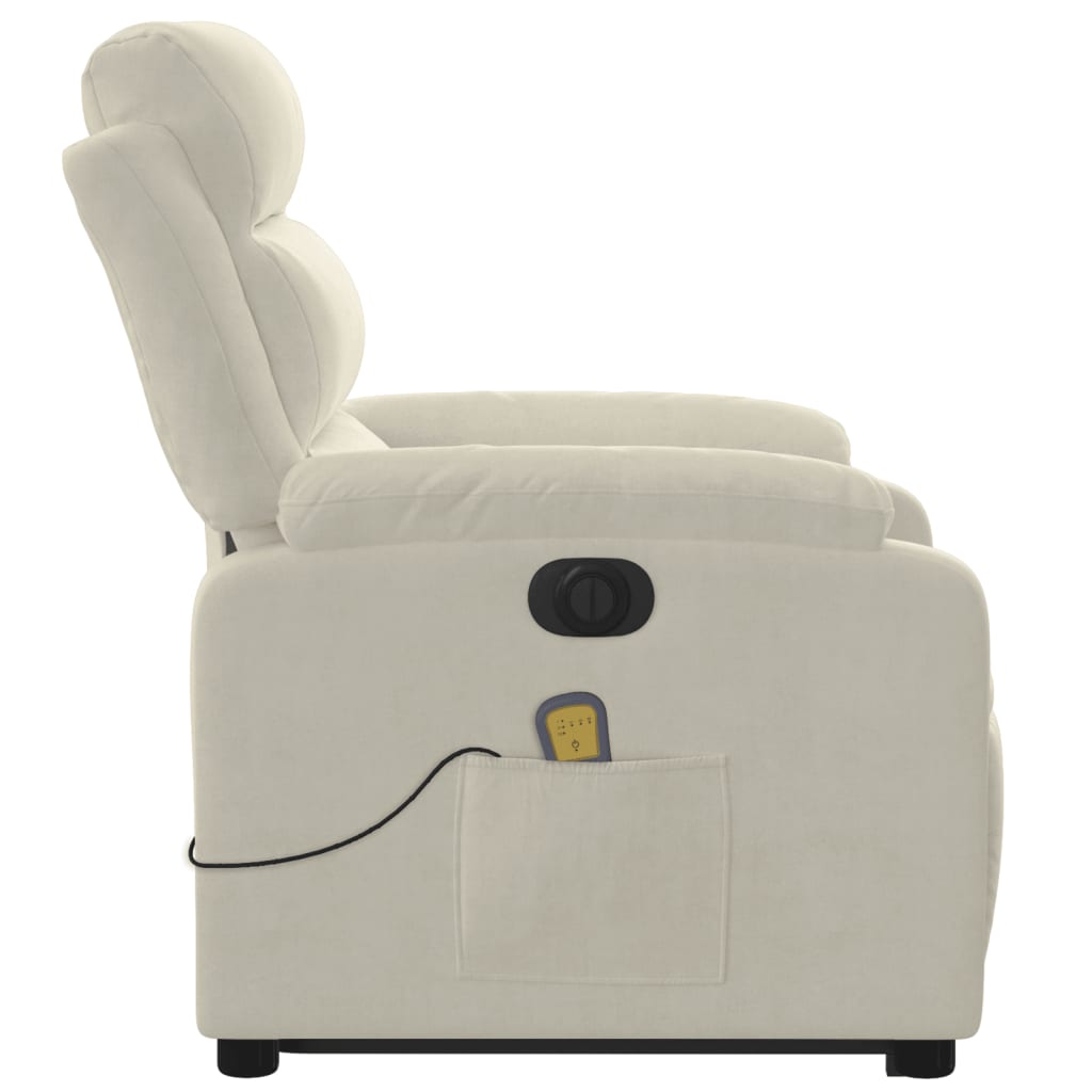Fauteuil inclinable de massage électrique crème velours - XIOS