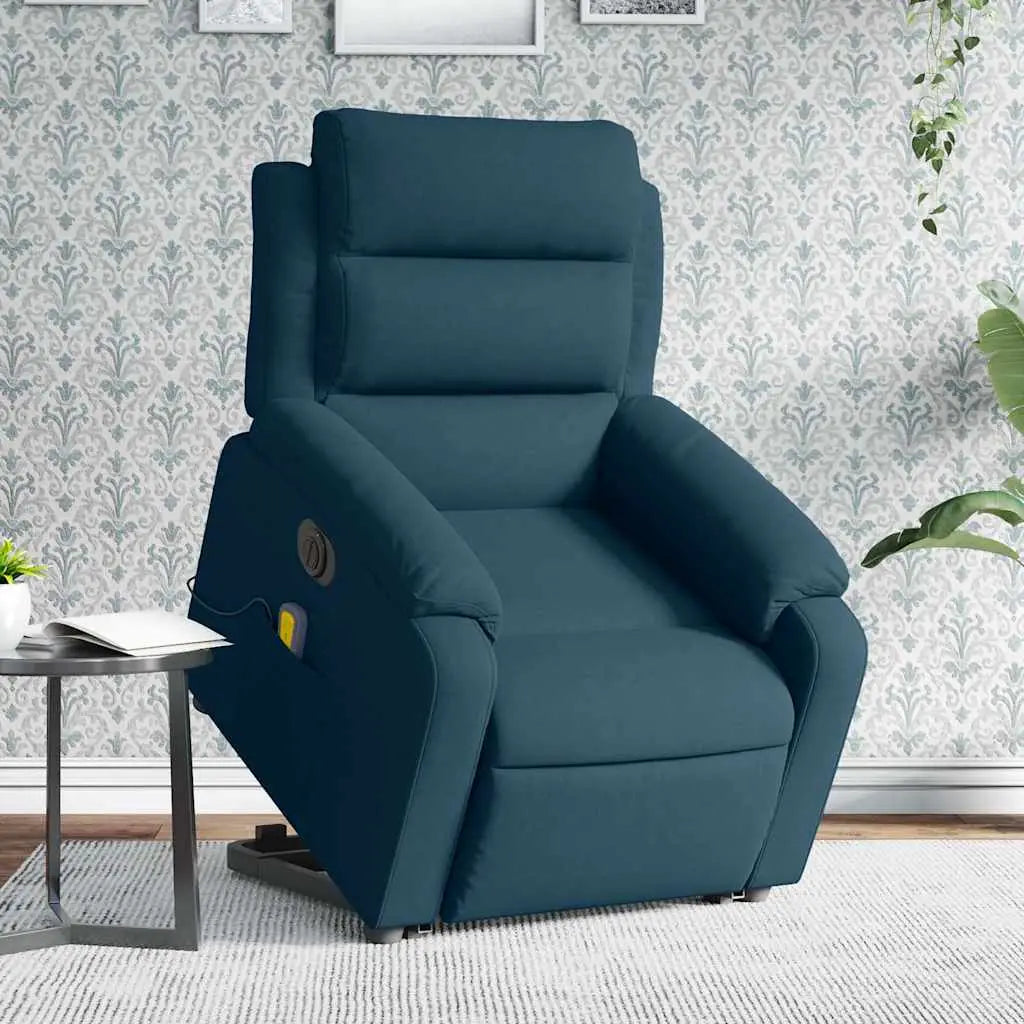 Fauteuil inclinable de massage électrique bleu velours - XIOS