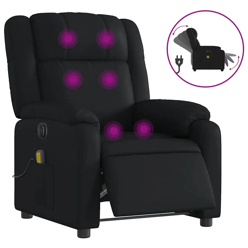 Fauteuil de massage inclinable électrique noir similicuir - XIOS