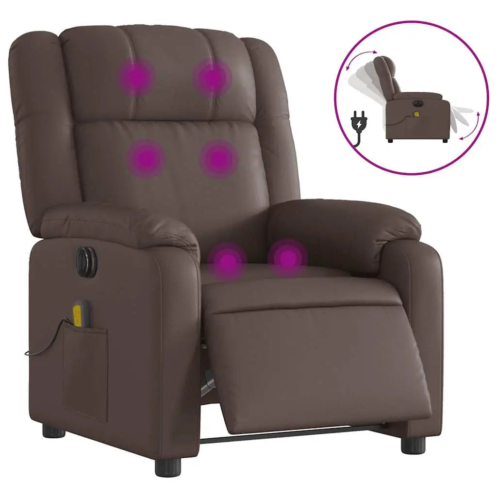 Fauteuil de massage inclinable électrique marron similicuir - XIOS