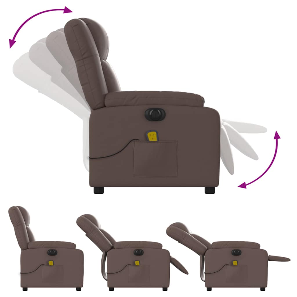 Fauteuil de massage inclinable électrique marron similicuir - XIOS