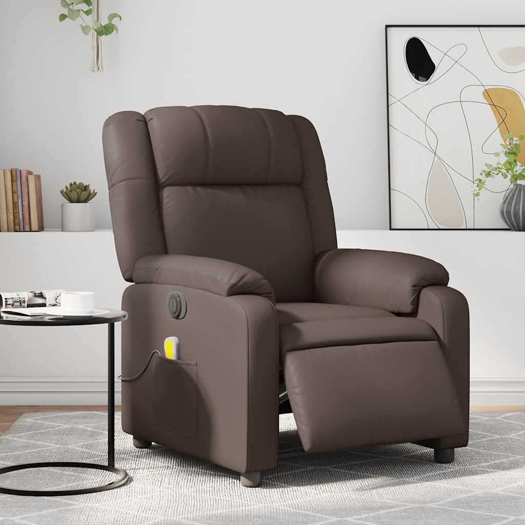 Fauteuil de massage inclinable électrique marron similicuir - XIOS