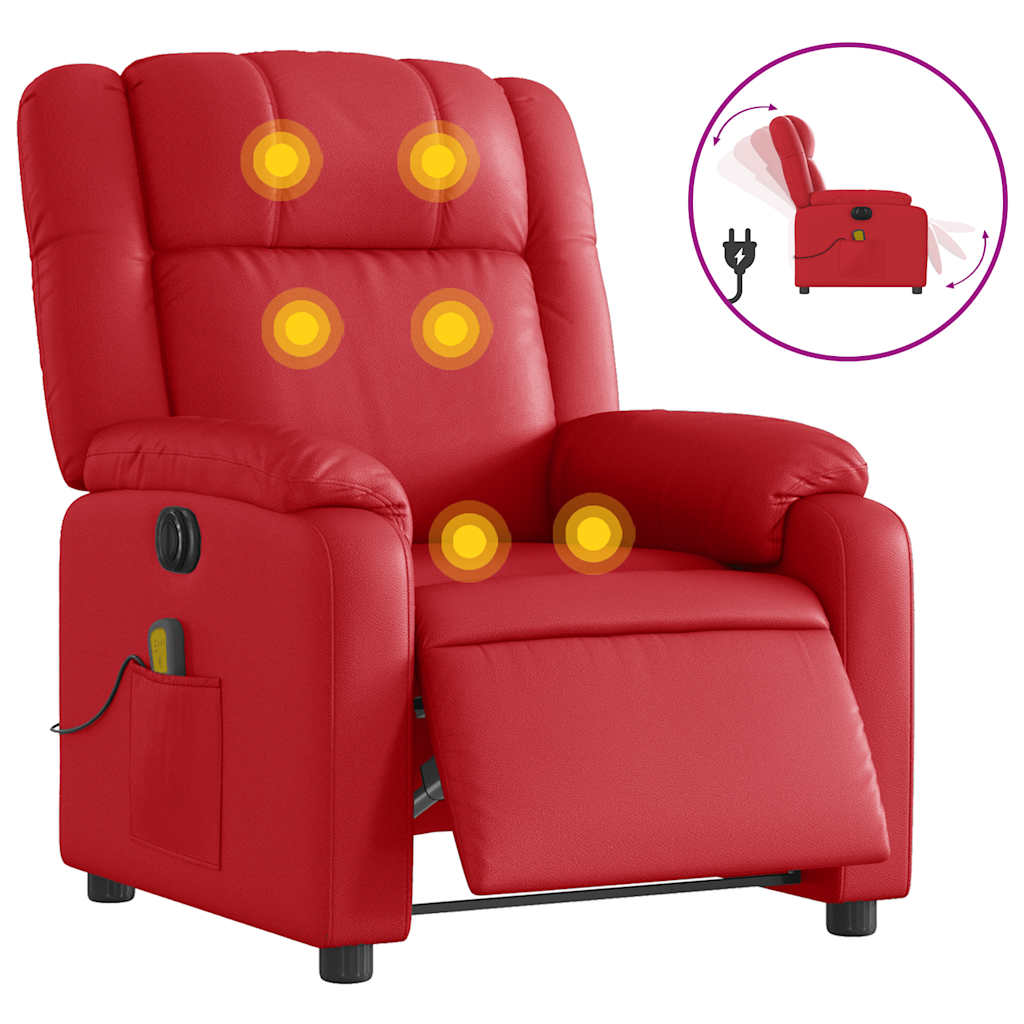 Fauteuil de massage inclinable électrique rouge similicuir - XIOS