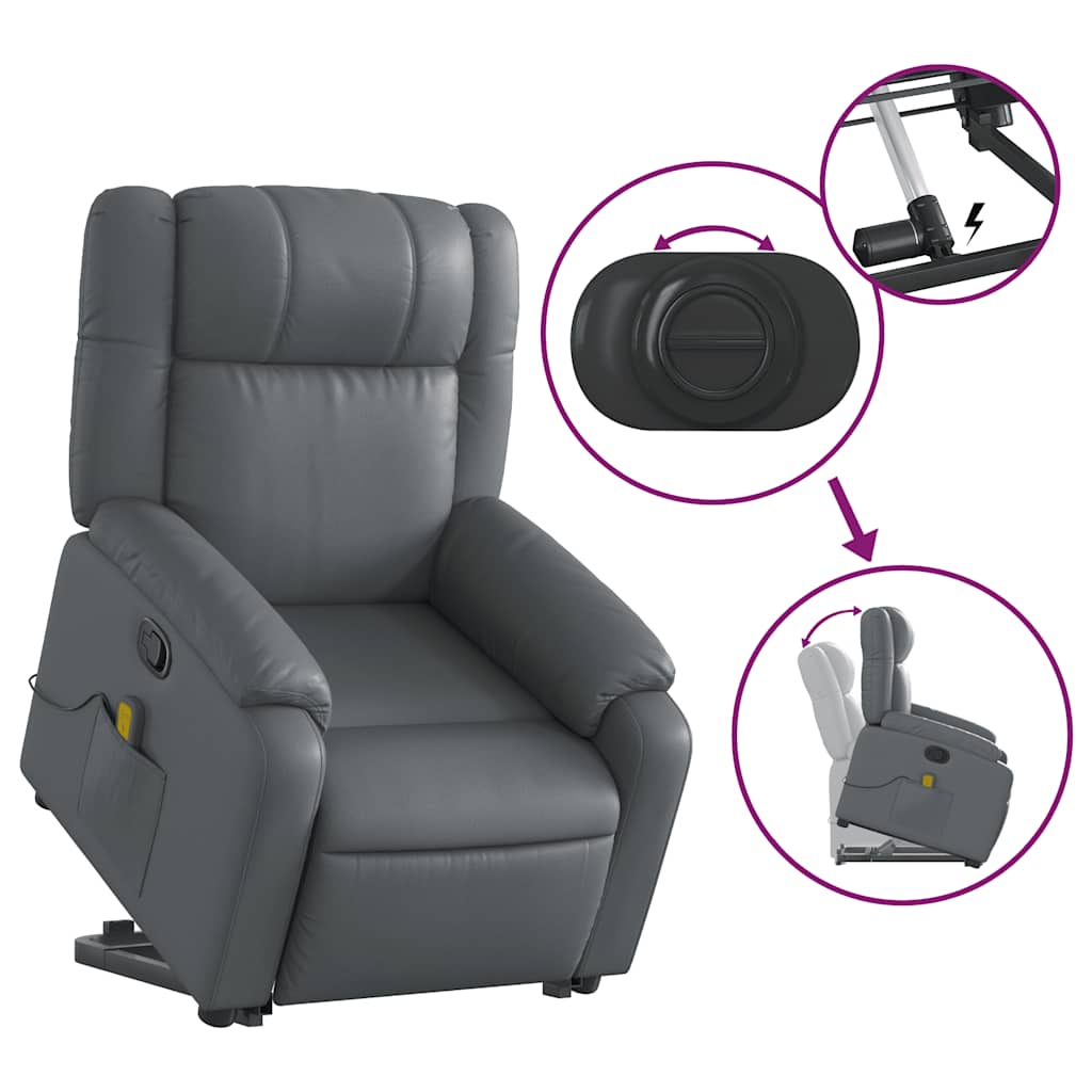 Fauteuil inclinable de massage Gris Similicuir Fauteuils vidaXL