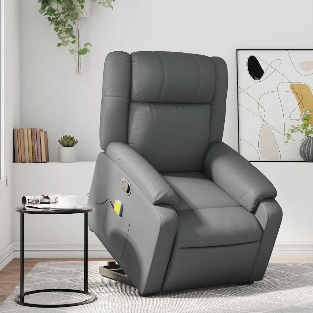 Fauteuil inclinable de massage Gris Similicuir Fauteuils vidaXL