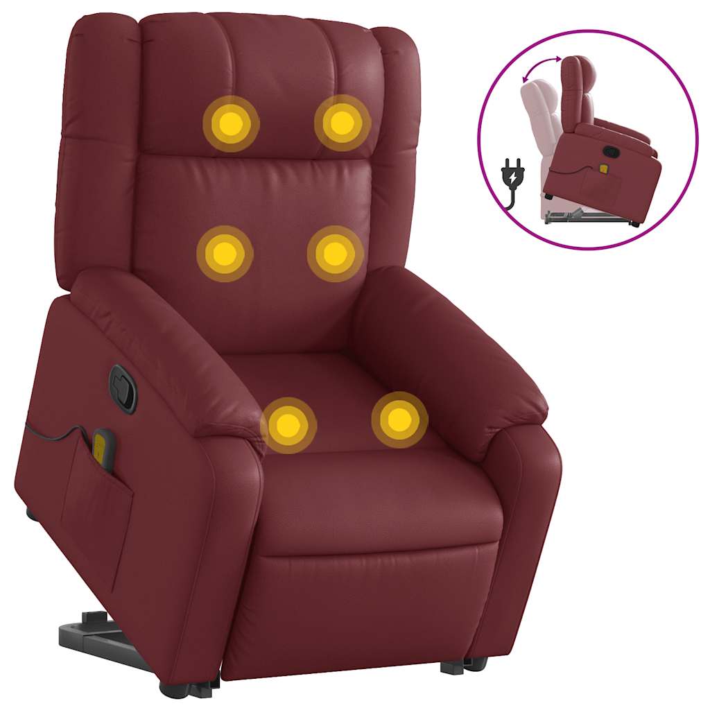 Fauteuil inclinable de massage Rouge bordeaux Similicuir - XIOS