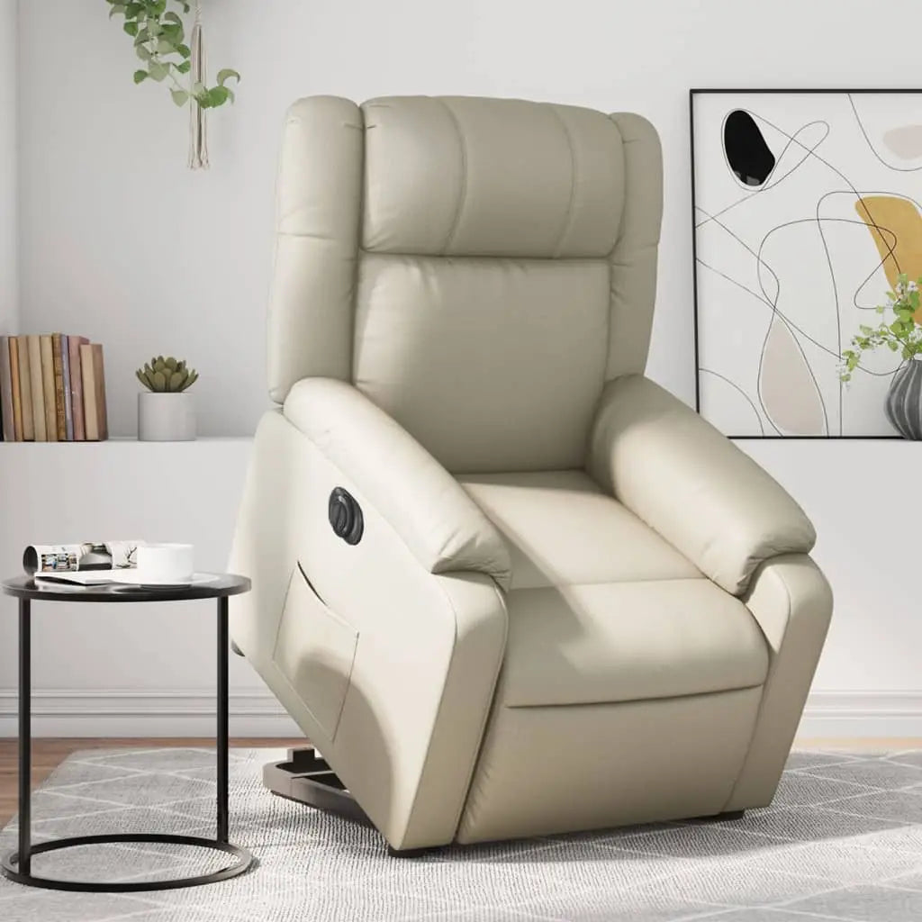 Fauteuil inclinable électrique crème similicuir - XIOS