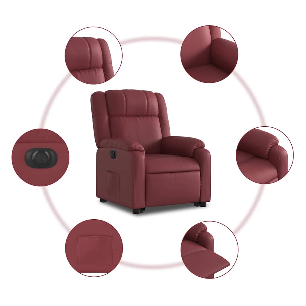 Fauteuil inclinable électrique rouge bordeaux similicuir - XIOS