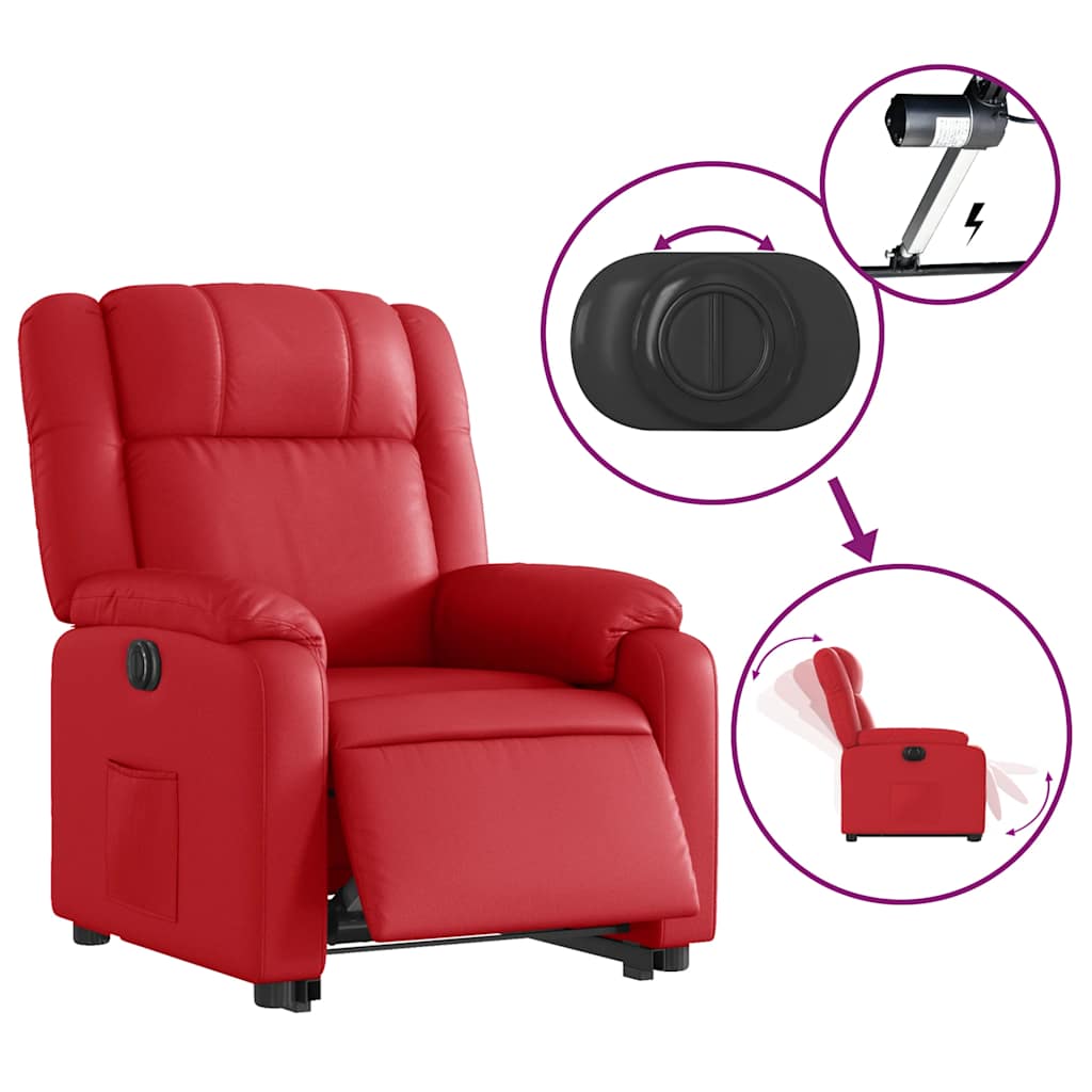 Fauteuil inclinable électrique rouge similicuir - XIOS
